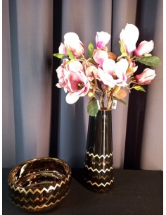 WAZON CERAMICZNY CZARNO ZŁOTY 2